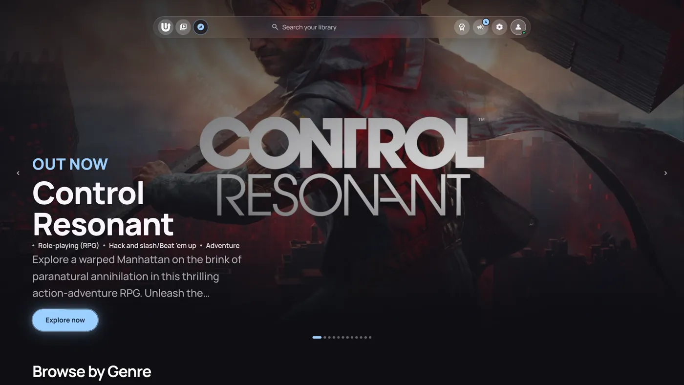 warmUP discovery screen highlighting Control Resonant